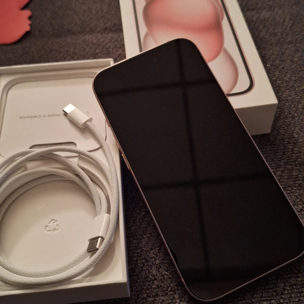 Pink Iphone15 From Verizon with Accessories